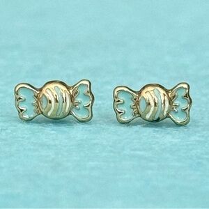 Gold and Blue Wrapped Candy Tiny Stud Earrings